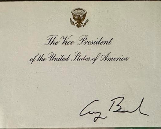 George Bush Signed Slabbed Vice-Presidential Card - Beckett COA